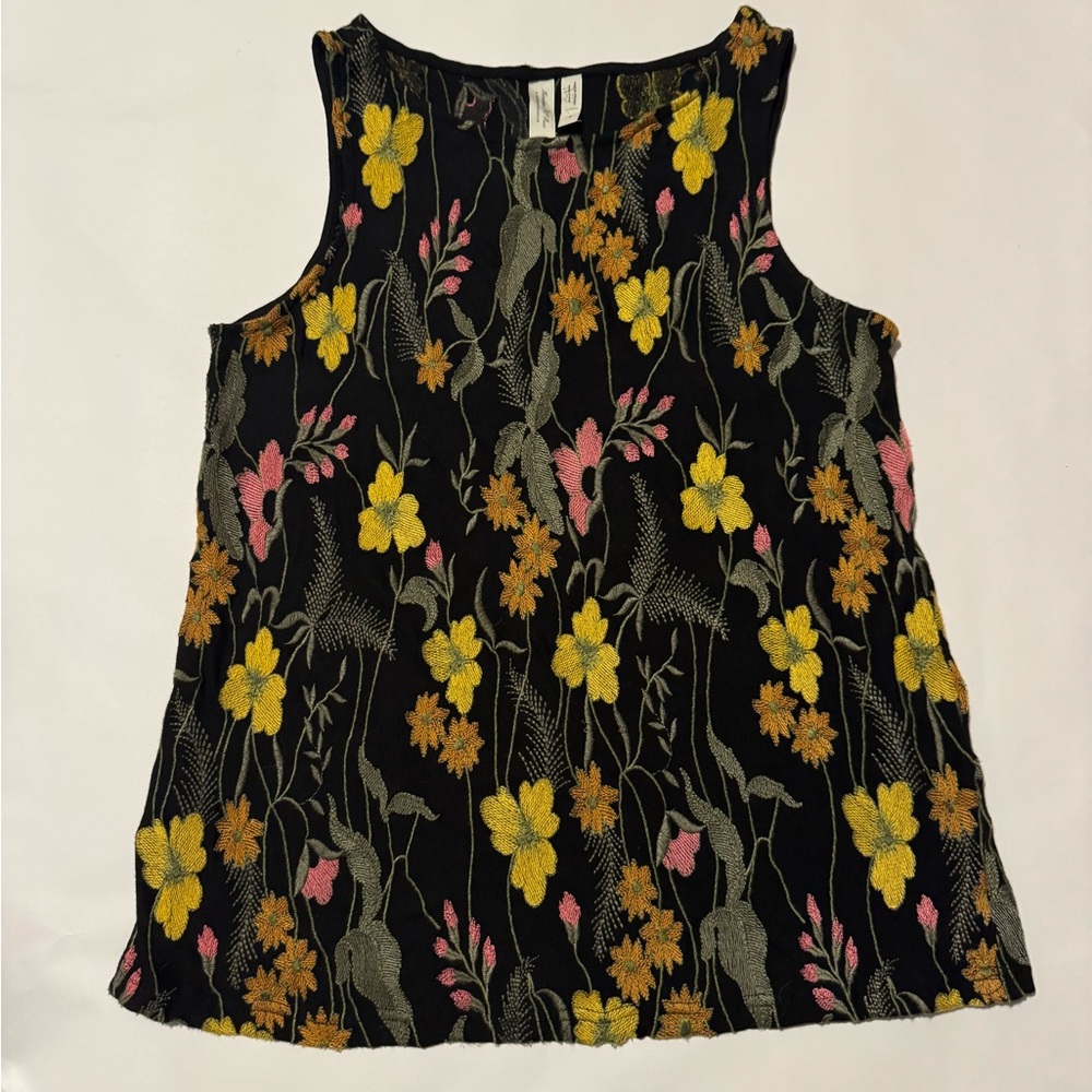 Meadow Rue by Anthropologie Floral Embroidered tank